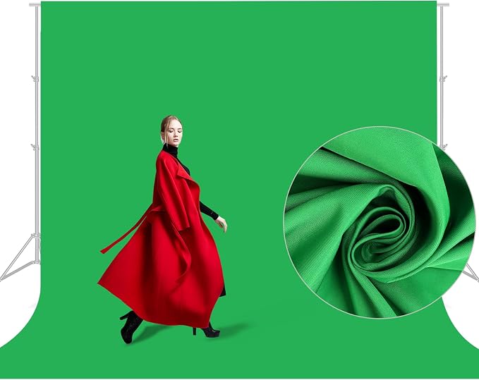 Aimosen 10x10FT Green Screen Backdrop for Photography, Large Background for Zoom Meetings, High Density Polyester Fabric Chromakey Backdrop Curtain for Video Photoshoot Studio Gaming