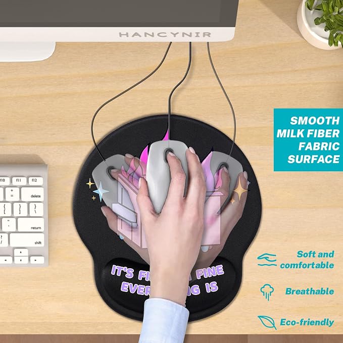 Hancynir Ergonomic Mouse Pad with Wrist Support, Cute Funny Gel Mouse Pads Wrist Rest, Dumpster on Fire Comfortable Computer Mousepad for Gaming Laptop Work Home Desk Accessories Office Supplies Decor
