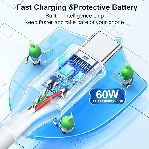 4 Pack Charging Cable 60W 3.1FT(2 Pack USB to USB C Cable and 2 Pack USB C to USB C Cable) Type C 60W Fast Charging Cable for iPhone 17 Series/16 Series/15 Series,iPad,AirPods,Watch,Samsung and More