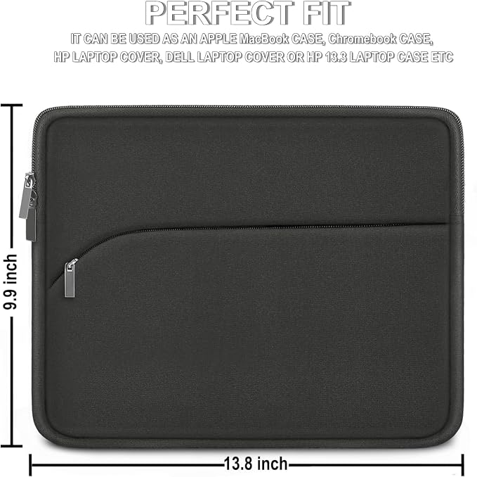 13.3 inch Laptop Sleeve, Portable Monitor Protective Laptop Case with Front Pocket Computer Bag Compatible with MacBook Air Pro 13.3 inch 14 inch, Dell, HP, Grey