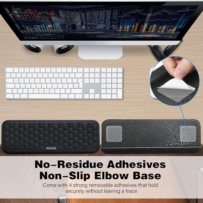 L-Shaped Desk Edge Cushion, 2-Piece Elbow Pad for Desk with Ergonomic Memory Foam Support,Non-Slip Arm Rest Pad, Wrist Rest for Computer Keyboard Office Home Black
