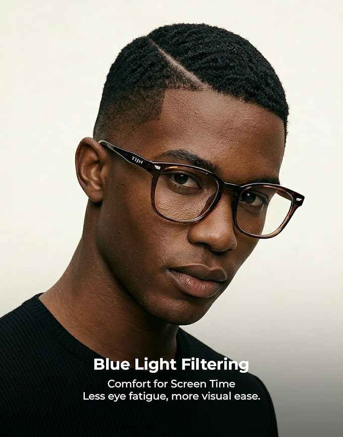 TIJN Premuim Blue Light Blocking Glasses for Women Men Square Frame Nerd Eyeglasses Anti Blue Ray Computer Screen Glasses