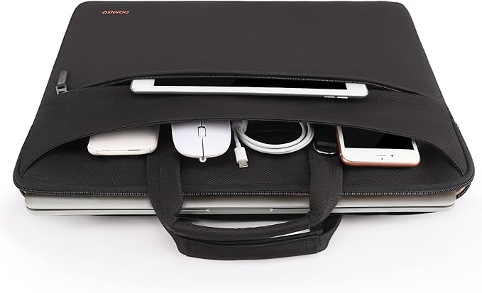 DOMISO 14 inch Laptop Messenger Shoulder Bag Tote Bag for Women for Men,Business Travel Work Computer Bag Chromebook Case Briefcase,Compatible with 15 inch MacBook Air/Pro,14 inch HP Dell ASUS, Black