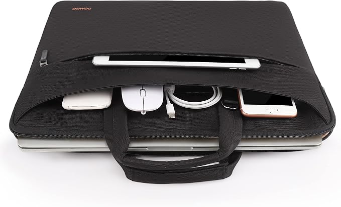 DOMISO 15.6 inch Laptop Messenger Shoulder Bag Tote Bag for Women for Men,Business Travel Work Computer Bag Case Briefcase,Compatible with 16 inch MacBook Pro/Max,15.6 inch HP Dell XPS 16, Black