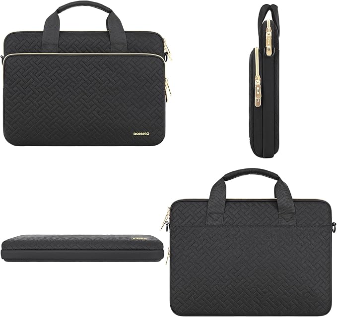 DOMISO 15.6 inch Laptop Case Sleeve Protective Cover Compatible with MacBook Pro 16 M4 M3 M2/Pro Max,15.6-16 inch HP Dell ASUS Lenovo Chromebook,Waterproof Computer Bag with Shoulder Strap,Black