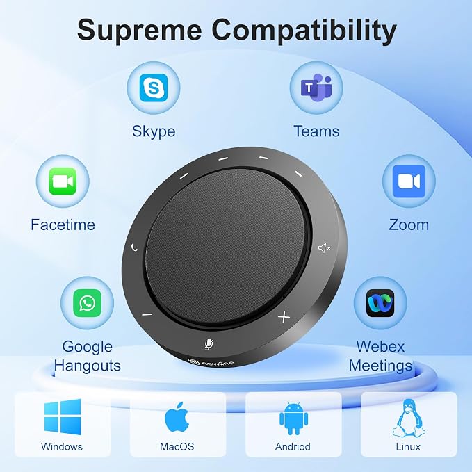 Conference Speaker and Microphone, Dual Al Mics with 360° Voice Pickup & Clear Sound, 10-14H Call Time, Bluetooth & USB-C/A Connection, Speakerphone for 1-6 People, Small Teams & Home Office