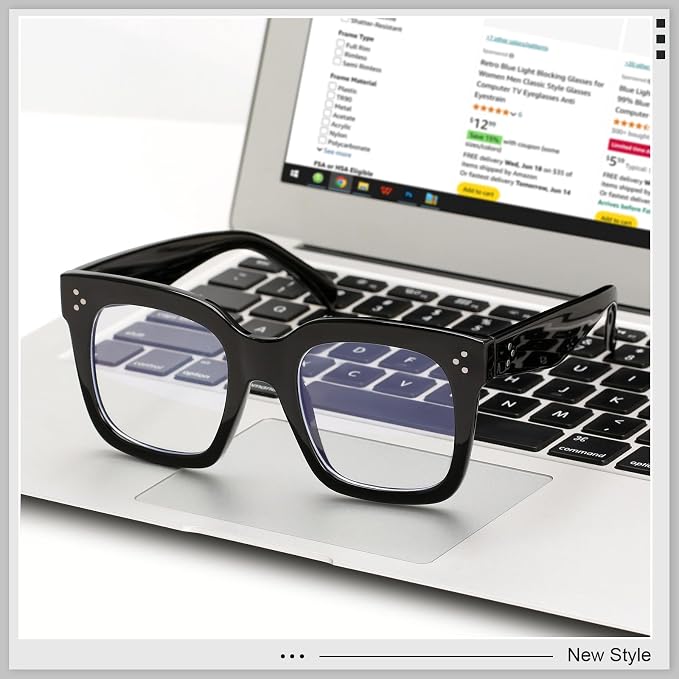 Ovresized Blue Light Blocking Glasses for Women Men Square Computer TV Eyeglasses