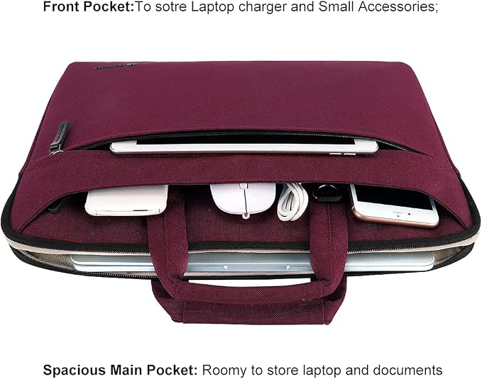 DOMISO 14 inch Laptop Messenger Shoulder Bag Tote Bag for Women for Men,Business Travel Work Computer Bag Chromebook Case Briefcase,Compatible with 15 inch MacBook Air/Pro,14 inch HP Dell ASUS,Fuchsia