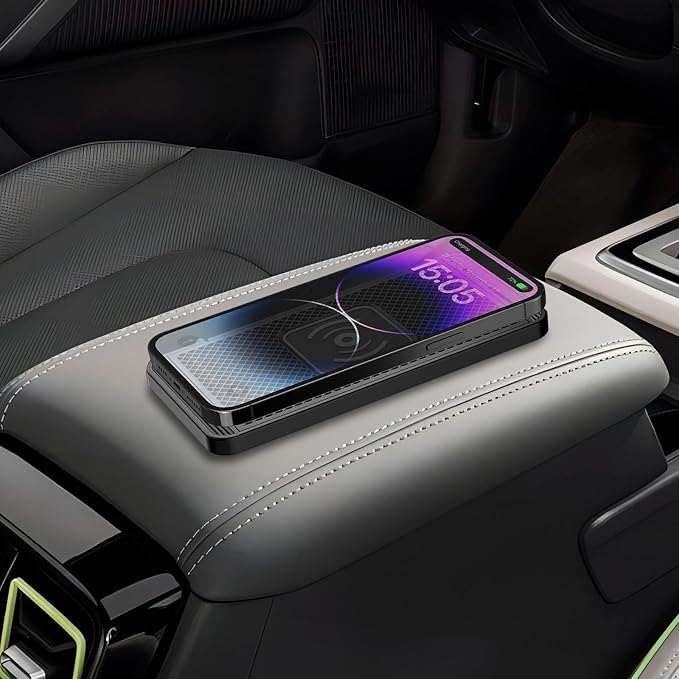 Wireless Charger Car Charging Pad 15W Fast Wireless Mobile Phone Charger Tablet Charging Pad Compatible for iPhone 11/12/13/14/15/16/17 Samsung S24/S23/S22