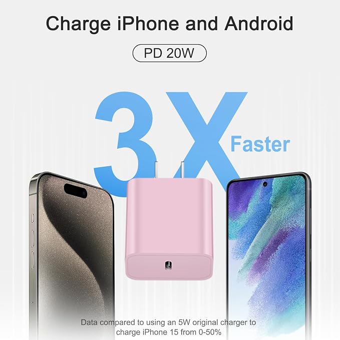 iPhone 17 16 15 Fast Charging 10FT Long USB C Charger Type C Charger 3 Pack Fast Charger USB C for iPhone 17/17 Plus/17 Pro/17 Pro Max/16/16 Plus/16 Pro/16 Pro Max/15/15 Pro Max,iPad Pro,Samsung(Pink)