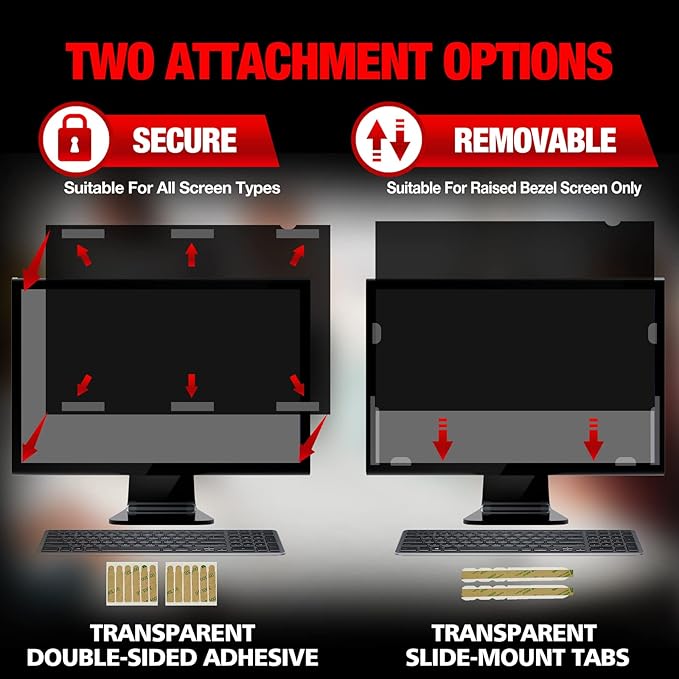 Computer Privacy Screen Filter for 24 Inch 16:9 Widescreen Monitor, Anti-Spy/Anti Glare Protector Office Accessories - WxH: 20 15/16" x 11 13/16" (532mm x 299mm) (Not for 24" 16:10)