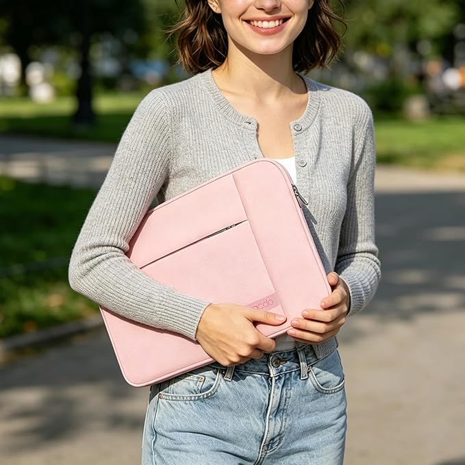 Lacdo Laptop Sleeve for Women, 14 Inch Laptop Sleeve Case for HP Lenovo Dell ASUS Acer Chromebook 14 / HP Stream 14 / Dell Inspiron 14 / Lenovo IdeaPad 14 / Acer Spin 3 / ZenBook 14 Computer Bag, Pink