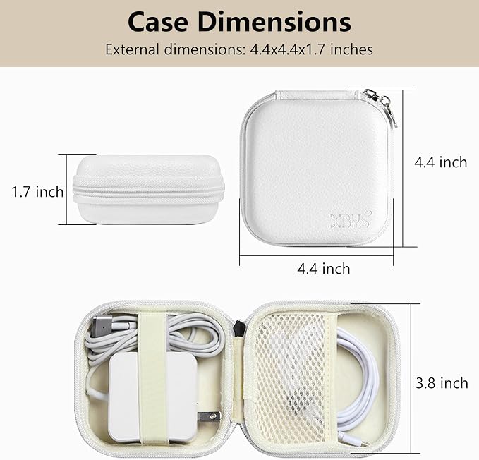 Charger Case for Macbook, Portable Tech Electronic Organizer Bag, Small Travel Storage Pouch for Laptop Accessories, MacBook Power Adapter, Charging Cords, USB Drives, Power Bank (White, M)