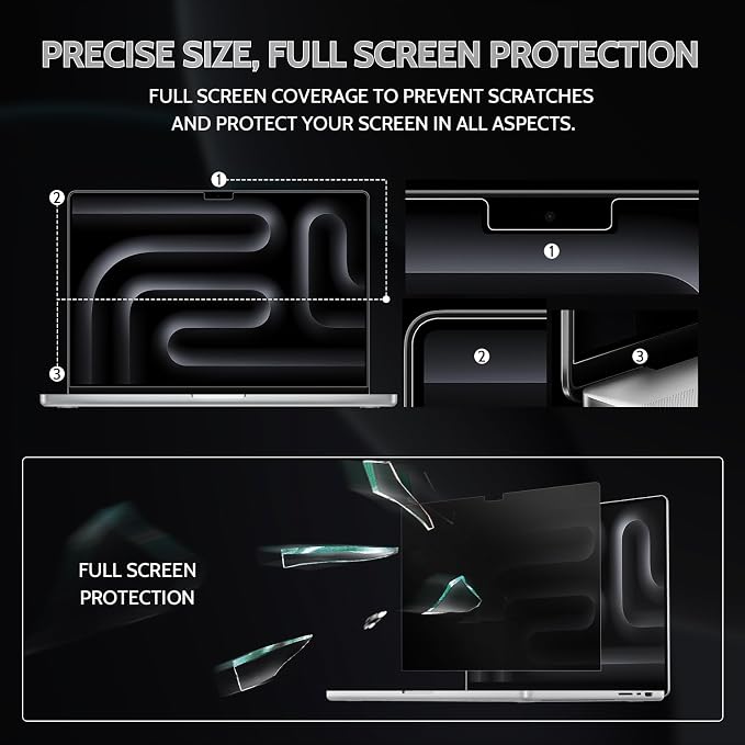 Peslv 360° 4 Way Privacy Screen for MacBook Air 15 Inch (2023-2026, M2 M3 M4 M5), Anti Glare Blue Light Spy Filter Private Cover, Bubble-Free Black Security Protector for Mac Laptop