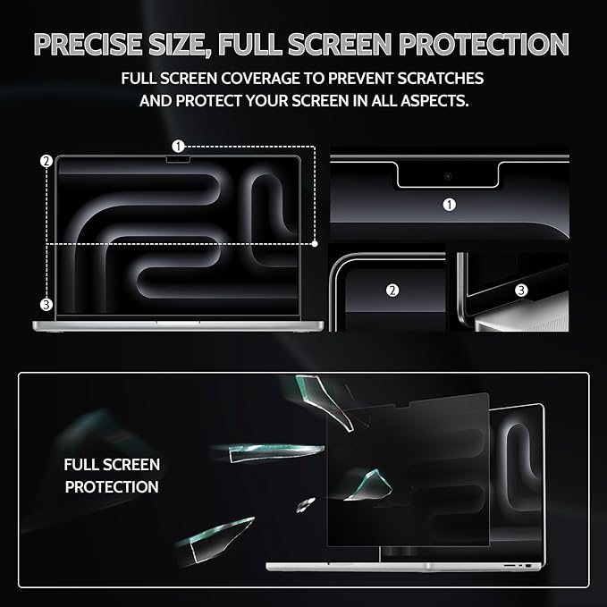 Peslv 360° 4 Way Privacy Screen for MacBook Pro 14 Inch (2021-2026, M1, M2, M3, M4, M5), Anti Glare Blue Light Spy Filter Private Cover, Bubble-Free Black Security Protector for Mac Laptop