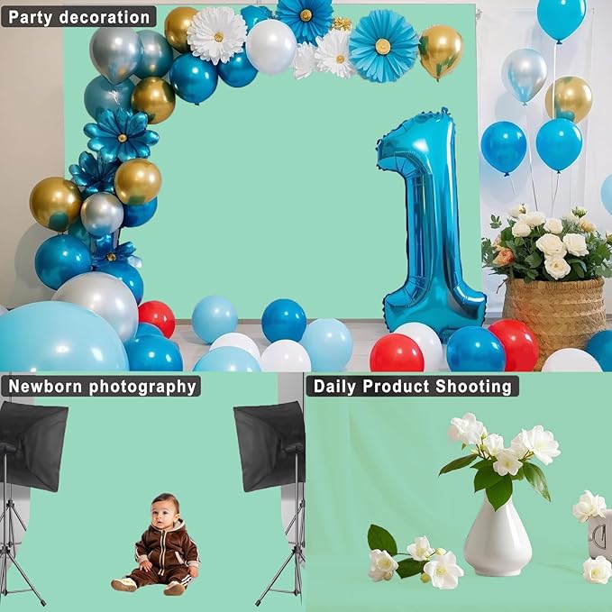 MintGreen Backdrop for Photoshoot Professional Photo Backdrop Background Curtain for Product Photography Portraits Wedding Party Live Streaming Video Recording 7X10 FT