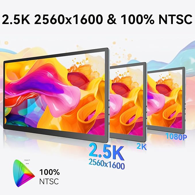 Prechen 10.5" OLED Touchscreen Portable Monitor 2.5K 2560x1600, 100% NTSC, 54000:1 Contrast, Mini Second Touch Display with Protect Case & Speaker, USB-C, HDMI, Small Screen for Laptop Mini PC Phone