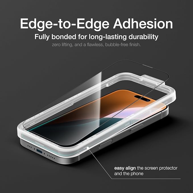 AMAZINGthing for iPhone 17 [Titan Filter 7 - Full Glass] Screen Protector, 9H Tempered Glass, Full Coverage, Case‑Friendly, Oleophobic, Alignement Frame, 2 Pack (Blue Light, iPhone 16 Pro)
