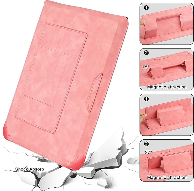 HoYiXi 15.6 16 Inch Laptop Sleeve Case with Stand Feature for MacBook Pro 16 2025 & 2021,ASUS Vivobook 15/MacBook Pro 15/Surface 3/Matebook D15/Galaxy Book Flex,15-16'' Laptop Cover,Rose Red