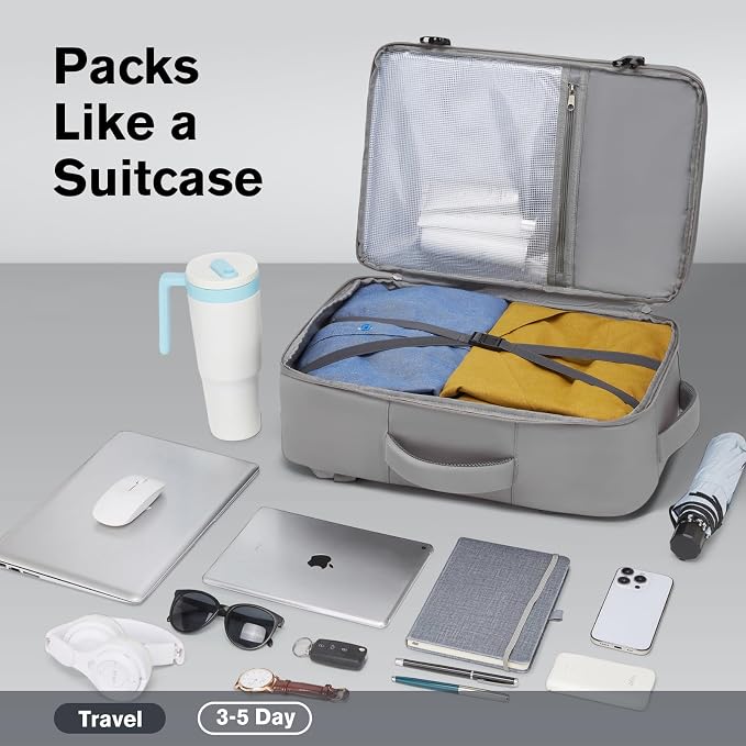 Practical Laptop Backpack, Next-Gen Bag for School Work Leisure & Travel, Luggage-Style Fashional Pack (Gray, 35L)