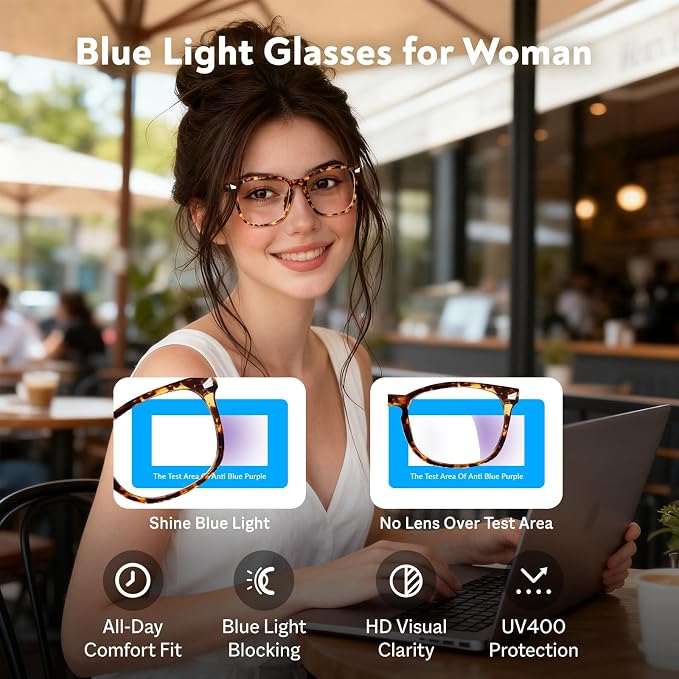 Blue Light Glasses for Woman Men | 99% Blue Light Blocking Glasses | Computer Glassess | Gaming | TV Phone Screen Reader Square Frame | Anti Eyestrain & UV Glare,1 Pack