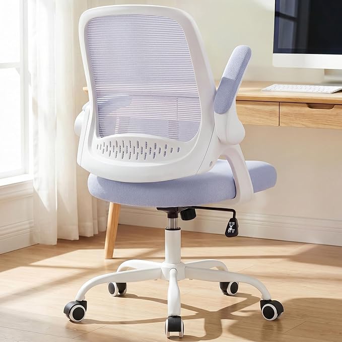 NEO CHAIR Office Chair Computer Desk Chair Ergonomic Gaming Comfy Mesh with Flip-up Arms Lumbar Support Adjustable Height Rolling Wheels for Home Office (Purple)
