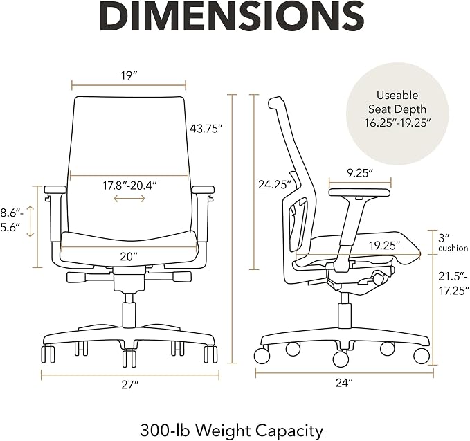 HON Ignition 2.0 Mid‑Back Ergonomic Office Chair, Mesh Task Seating with Lumbar Support, Advanced Synchro‑Tilt, Height and Width Adjustable Arms, Black Frame, Black