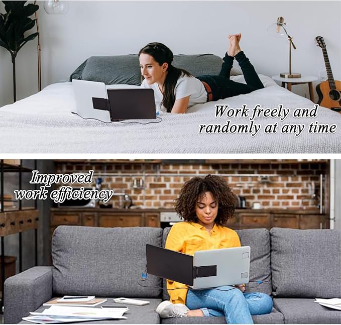 14.1'' Laptop Screen Extender, FHD IPS Portable Monitor, 360° Rotatable Dual Monitor for Laptop, Extender Connected with Type-c/hdmi, Support PC/Mobile Phone, Black