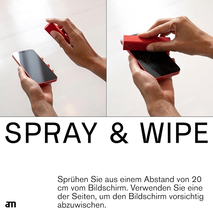 am Screen Cleaner Mist Spray with Microfiber Cloth – Alcohol-Free Screen Cleaning Kit for Phones, Tablets, Laptops, TVs & Car Displays, 1 Pack, Pink