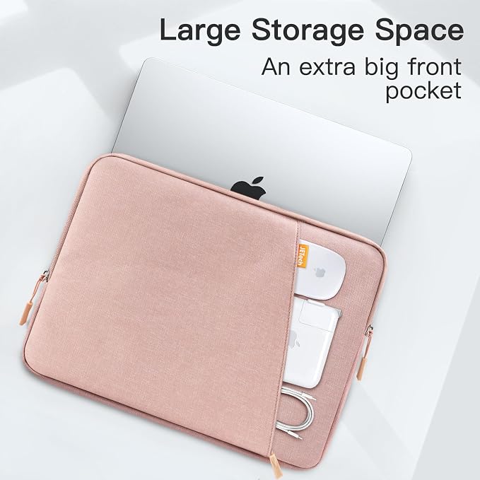 JETech Laptop Sleeve for MacBook Neo (A18 Pro), 14-InchMacBook Air/Pro, MacBook Pro M1-M5 2021-2026, Waterproof Bag Case with Pocket, Compatible with 14 Inch Notebook (Rose Gold)