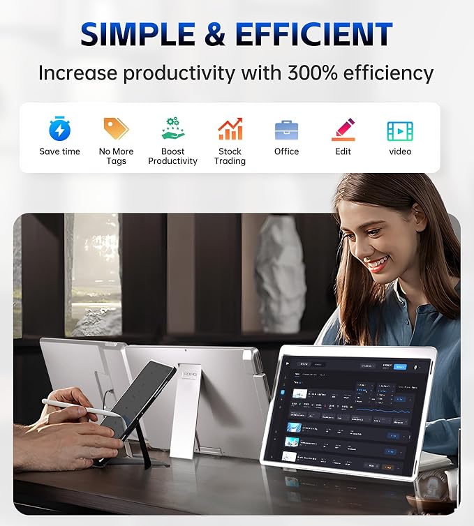 15.6 Triple Laptop Screen Extender, Left Screen 360° Rotation Laptop Monitor Extender, Plug and Play Triplp Monitor for 13-17" Laptops with USB-C/HDMI, for Windows/Mac(M1/M2/M3) Pro/Max - S10