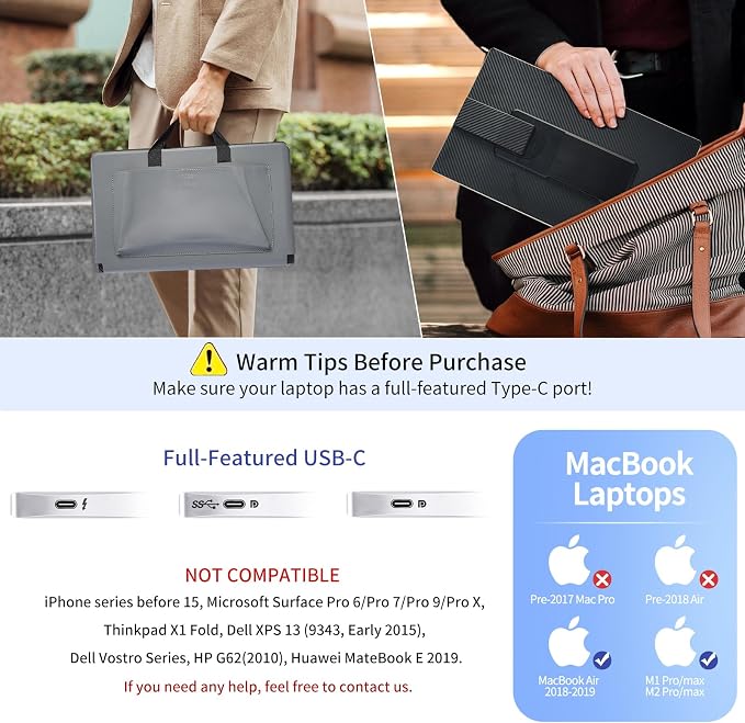 15.6" Laptop Screen Extender, FHD 1080P IPS Triple Monitor Extender, Detachable Portable Monitor for Laptop 13-17.3",Plug-Play Portable Screen Compatible with MacOS/Windows/Phone