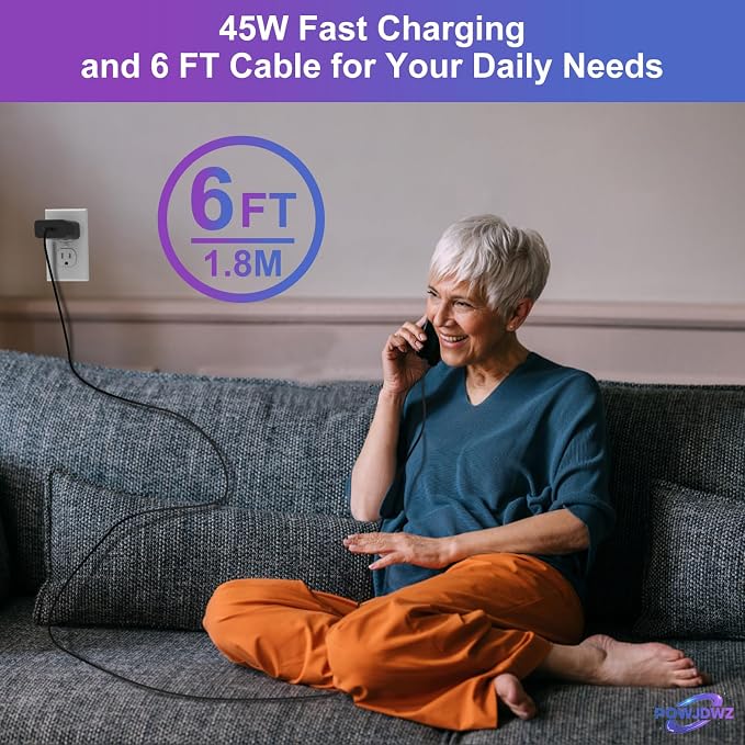 45W USB C Charger Super Fast Type C Charging Compatible with Samsung Galaxy S26 S25 S24 S23 Ultra S26+ S25+ S24+ S23+and More Series,Wall Android Phone Charger & 6ft C Cable Cord (Black 1)