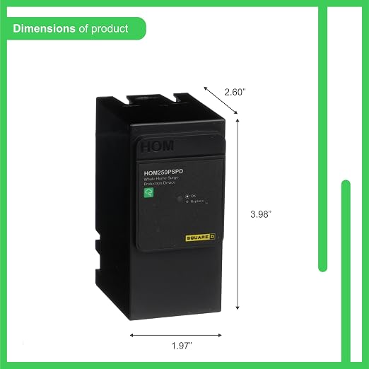 Square D - HOM250PSPD Homeline Whole House Surge Protection Device, 50kA, 120/240V, 1-Phase, No Wiring, Plug-On Neutral