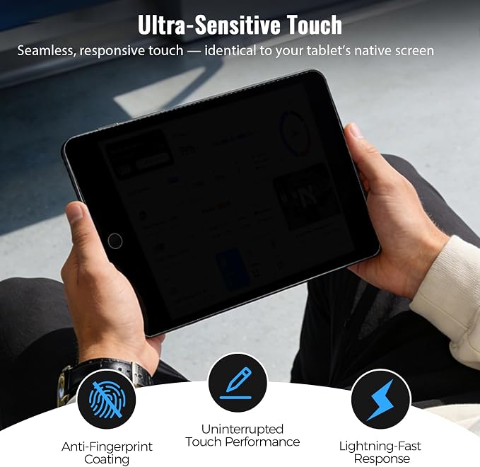 360° 4 Way Privacy Screen Protector for iPad 9th Generation 10.2 Inch 2022, 360 Degree Anti-Spy Tempered Glass Film for iPad 8th/7th Gen 10.2", Touch Sensitive, Case Friendly, 1 Pack