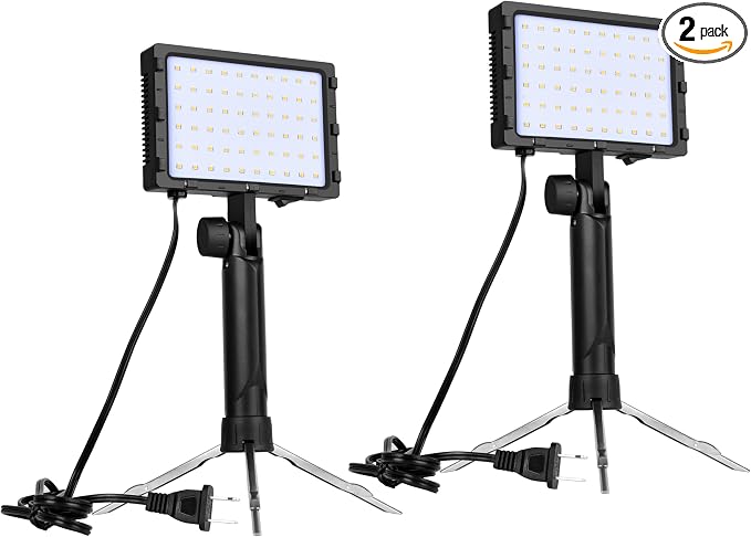 EMART 60 LED Continuous Portable Photography Lighting Kit for Table Top Photo Camera Video Recording Studio Light Lamp with Adjustable Tripod Stand & Color Filters - 2 Packs