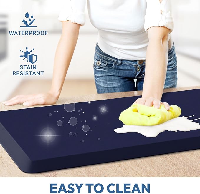 4/5 Inch Thick Kitchen Mat - Cushioned Anti Fatigue Mats for Kitchen Floor - Easy to Clean, Waterproof, Non-Slip Kitchen Rug for Sink, Office, Kitchen (20''x32'' Blue)