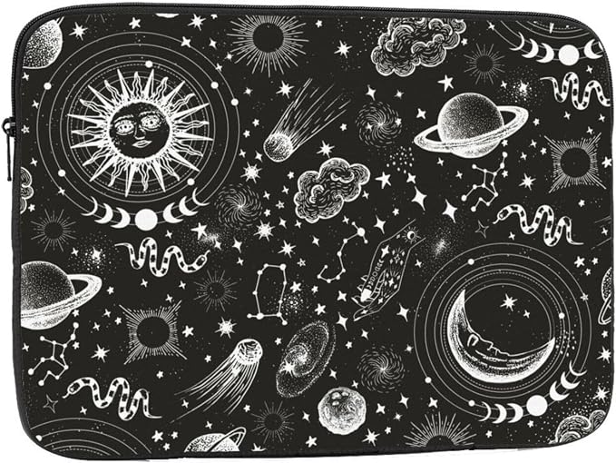 Sun and Moon Laptop Sleeve Case for Men Women Waterproof Oxford Cloth Laptop Sleeve Bag Suitable for Most Ipads and Laptops Notebook Computer Pocket Tablet Traveling Carrying Simple Case 17 inch