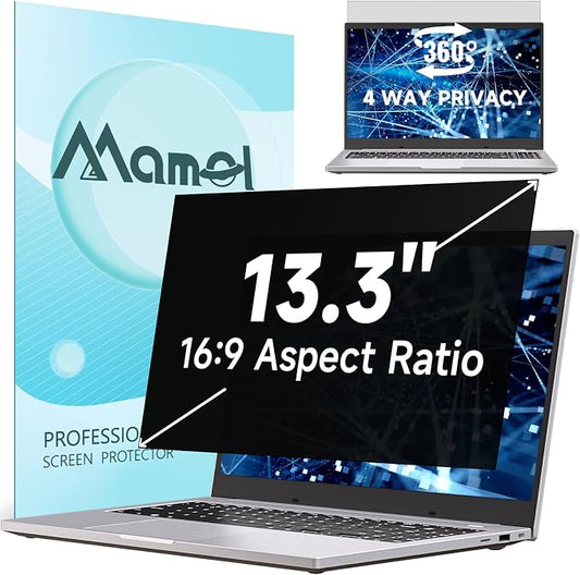 360° Privacy Screen for Laptop 13.3 Inch 16:9, 4 Way Computer Monitor Privacy Shield, Anti Glare Blue Light Filter Compatible with Lenovo Hp Dell Acer Asus Thinkpad Envy Xps