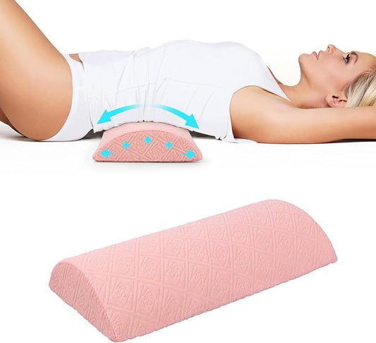 Cozyhealth - 2.95" H*18.7" L - Soft Small Lumbar Pillow for Sleeping, Memory Foam Back Lumbar Support Cushion for Lower Back Pain Relief Bed Waist Sleep Support Pillow for Side, Back (Pink, Small)