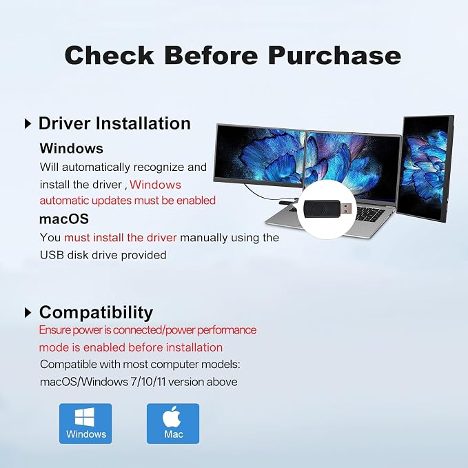 DEPGI 14" Laptop Screen Extender Built-in Cooler, 1200P FHD One Cable Connect Portable Triple Monitor, Dual Screen Monitor Fits 13"-17.3" Laptop with Stand for MacOS/Windows