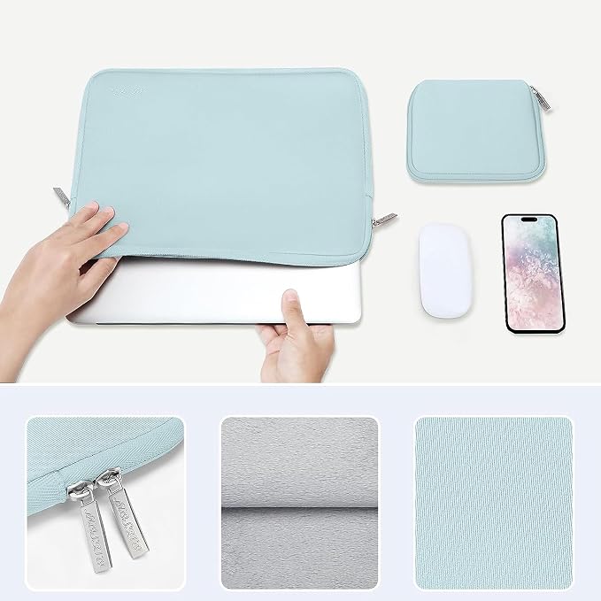 MOSISO Laptop Case 13 inch, 13 inch Laptop Sleeve Bag Compatible with MacBook Neo/Air M5 M4 M3 M2 M1 2026-2018 / Pro M2 M1 2026-2016, Neoprene Computer Sleeve Bag with Small Case, Mint Green