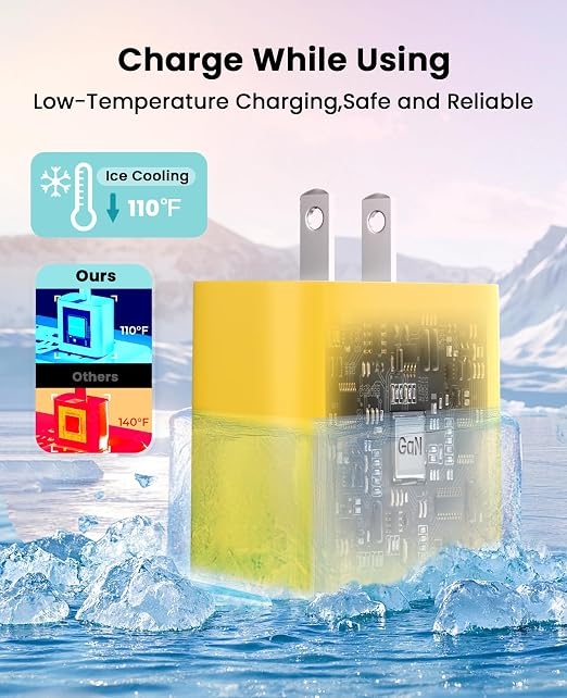 FEEL2NICE iPhone Charger Fast Charging 2 Pack Type C Wall Charger Block with 2 Pack [6FT&10FT] Long USB C to Lightning Cable for iPhone 14/13/12/12 Pro Max/11/Xs Max/XR/X,AirPods Pro,Yellow