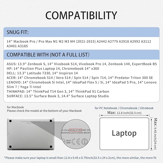 RAINYEAR Laptop Sleeve Case Compatible with 13.3 Inch Laptop PC 14 Inch MacBook Pro/Max M1 M2 M3 M4 M5 Pro/Max, Protective Soft Padded Lightweight Computer Carrying Bag Cover, Khaki