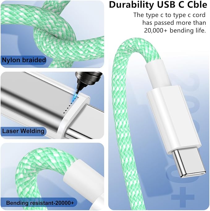 USB C to C Charger Cable 10ft, 60W Type C to C Fast Charging Cable Cord Long for Apple iPhone 17 Pro Max/17 Air/16 Pro Max/16 Pro/15 Plus/15 Pro Max/MacBook 2021/2020/2019,iPad Pro/Mini/Samsung Galaxy