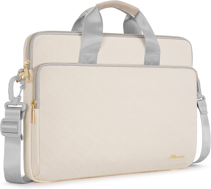 KIZUNA 17 Inch Laptop Sleeve Case - Shoulder Bag for 17.3" MSI, Dell, HP Gaming, Lenovo & More - Beige
