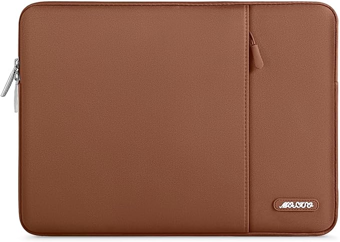 MOSISO Laptop Case 16 inch, 15-15.6 inch Laptop Sleeve Compatible with MacBook Pro 16 M5 M4 M3 M2 M1, HP Acer Dell Lenovo ASUS, Polyester Vertical Computer Sleeve Bag with Pocket, Caramel Brown