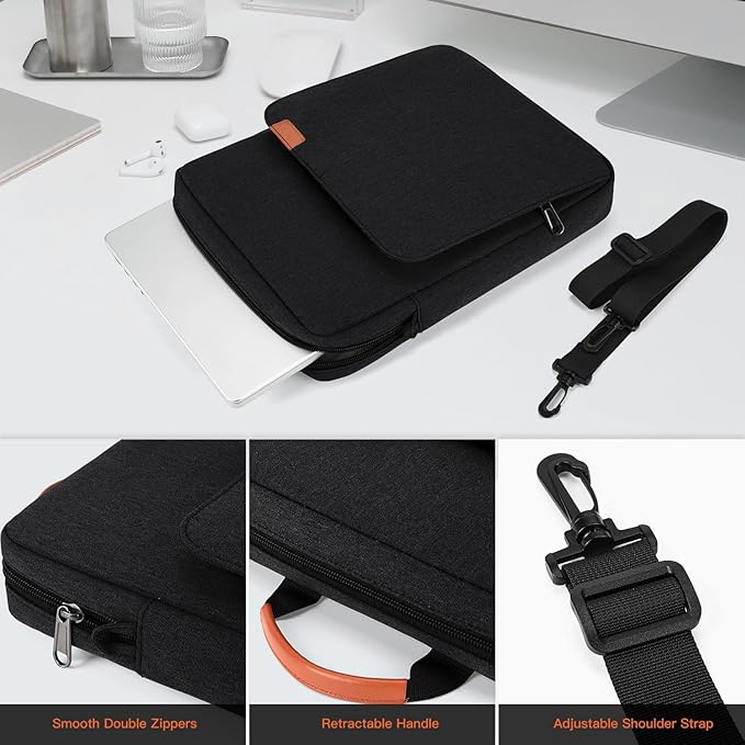 13 inch Laptop Sleeve for 2026 MacBook Neo A18 Pro A3404, 2026-2022 MacBook Air 13 M5 M4 M3, Protective Carrying Bag Travel Case Bag, Black
