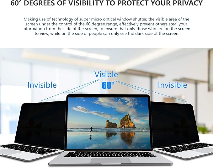 Hanging 14 Inch Laptop Privacy Screen Blue Light Screen Protector Anti Glare Anti-Scratch Laptop Privacy Screen Shield 14 Inch 16:9 Aspect Ratio