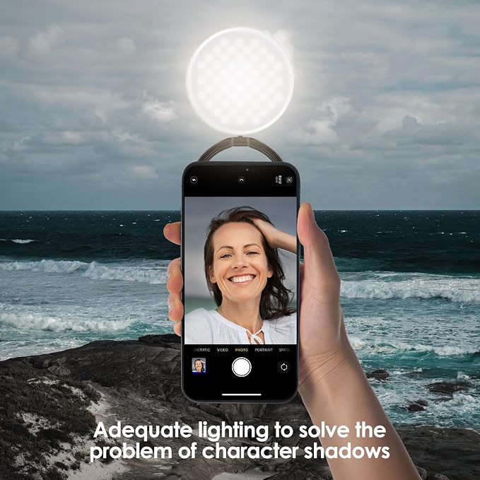 Magnetic Selfie Light, Portable Fold Selfie Light for iPhone, with Phone Mount Function, Light for Phone/iPad/iPhone/Camera, Fill-in Light for Photography/TikTok/Vlog/Video/Makeup/Conference (Gray)